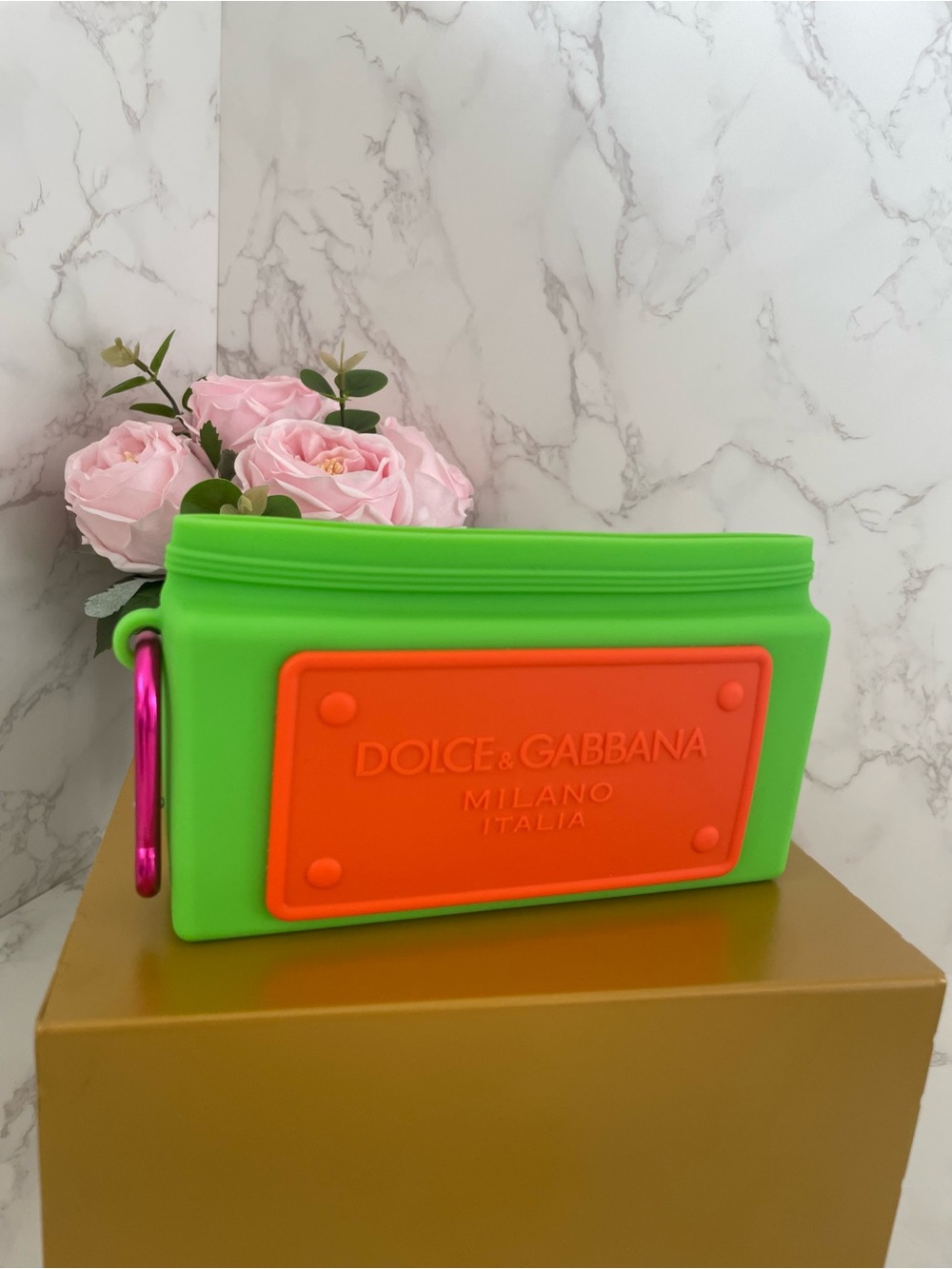 Dolce & Gabbana Neon Silicone Utility Pouch + Logo Cloth
